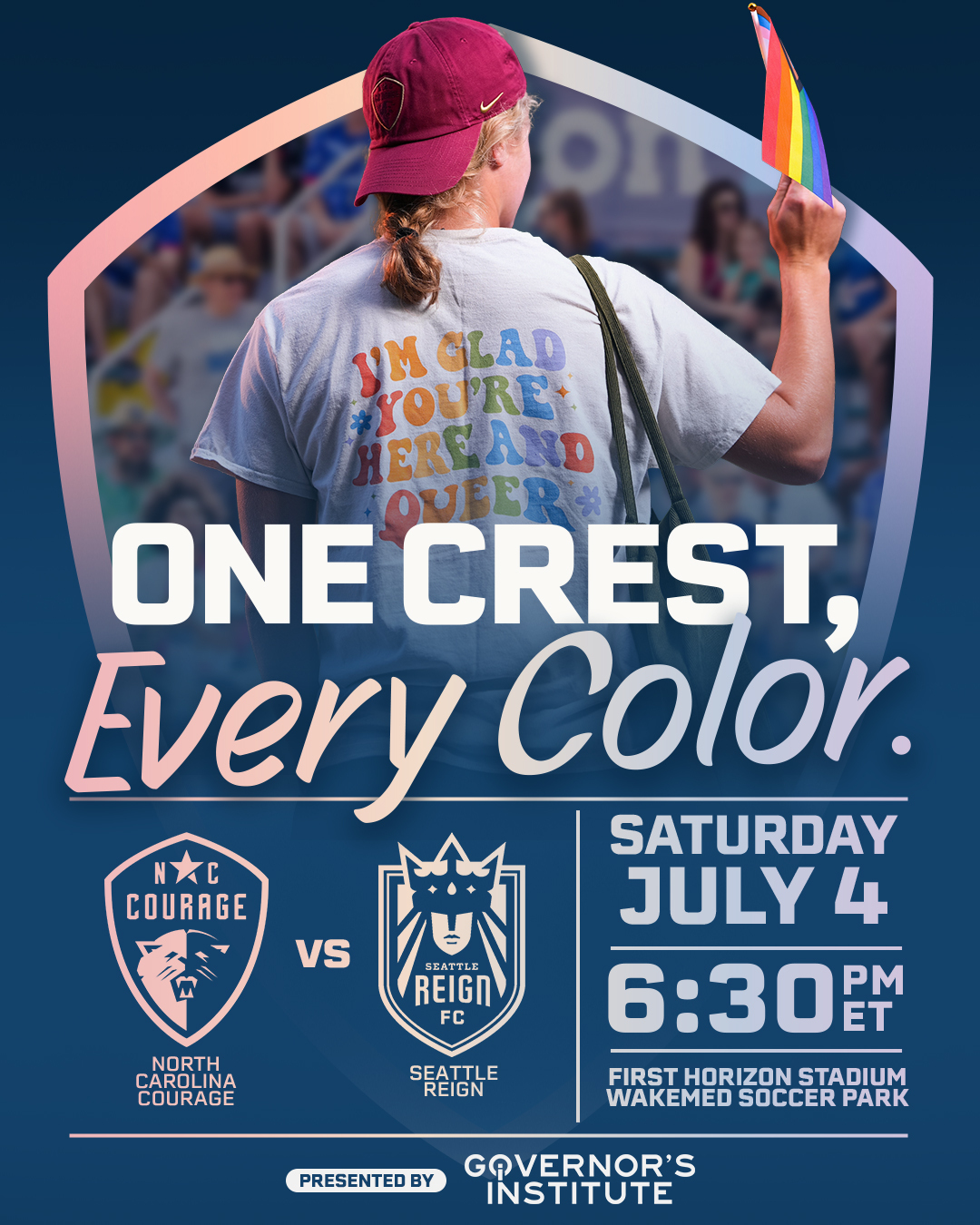 July 4 ad C: crest flag in the stands